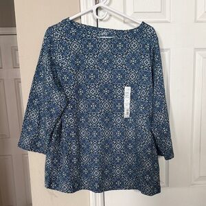 Croft & Barrow Blue Patterned Blouse